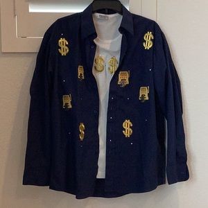 Infinity Long sleeve shirt w/embroidery and white T-shirt, Size Large.